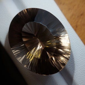 X Large smokey quartz gemstone - natural faceted laser cut gem 62.85 CTS - oval 30 x 24 mm - loose transparent stone for jewelry making