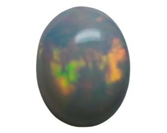Red fire opal gemstone - natural white opal cabochon 12.05 CTS - oval 18 x 14 mm - loose Ethiopian rainbow welo opal for jewelry making