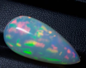 High quality opal gemstone - Natural white opal cabochon 11.50 CTS - pear shape 27 x 13 mm - untreated loose Ethiopian welo opal for jewelry