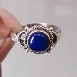 Lapis Lazuli Sterling Silver Ring: Bold Blue Gemstone, Handmade Boho Statement