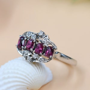 Rhodolith Granat Ring, ovaler Edelstein, 925 Sterling Silber