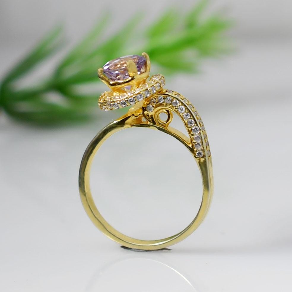 Natural Amethyst Sterling Silver Ring: Art Deco Purple Gemstone