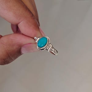 Vintage-Style Turquoise Ring, 925 Sterling Silver, Oxidized Ring, Statement Ring, Boho Handmade Ring, Oval Gemstone Ring, Women Ring