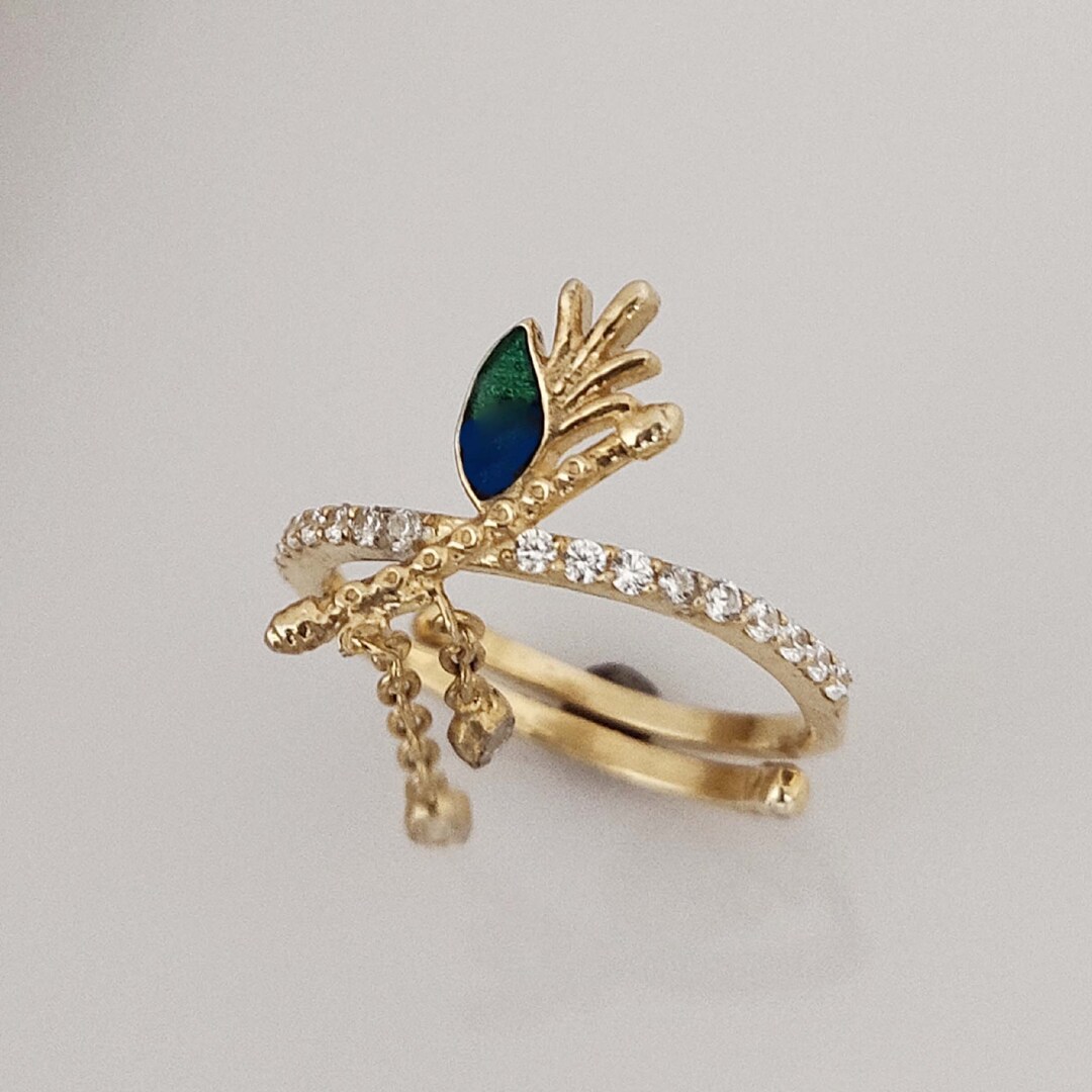 Krishna Flute Ring, 925 Sterling Silver, Feather Ring, Adjustable Ring