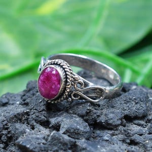 Vintage Red Ruby Ring, 925 Sterling Silver, Statement Ring