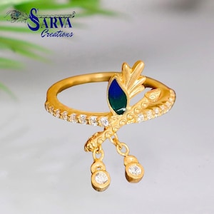 Krishna Flute Ring, 925 Sterling Silver, Feather Ring, Statement Ring, Krishna Ring, Gift For Her, Inspired by Lord Krishna