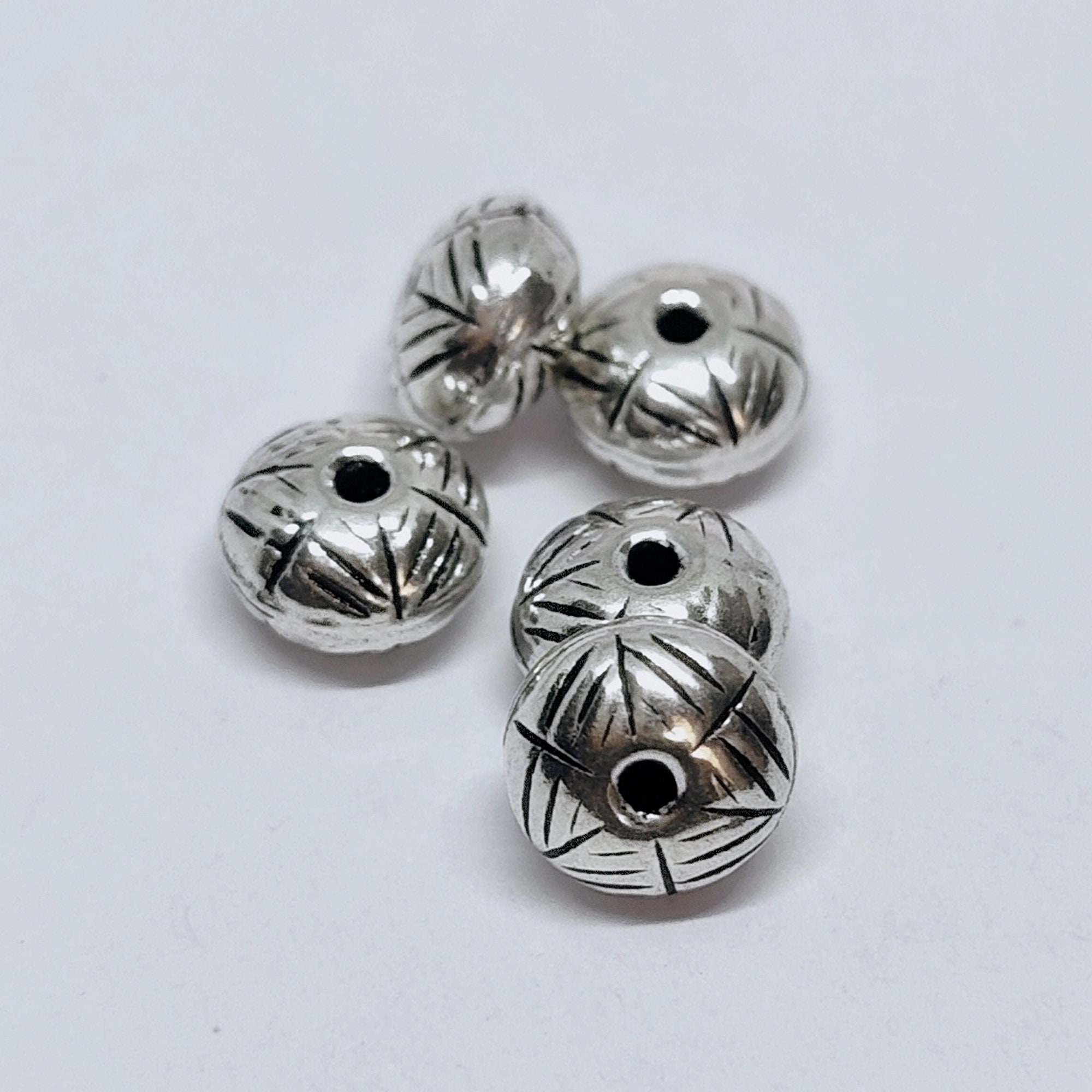 925 Sterling Silver Spacer Beads 5x8 mm Rondelle Shape Big Etsy