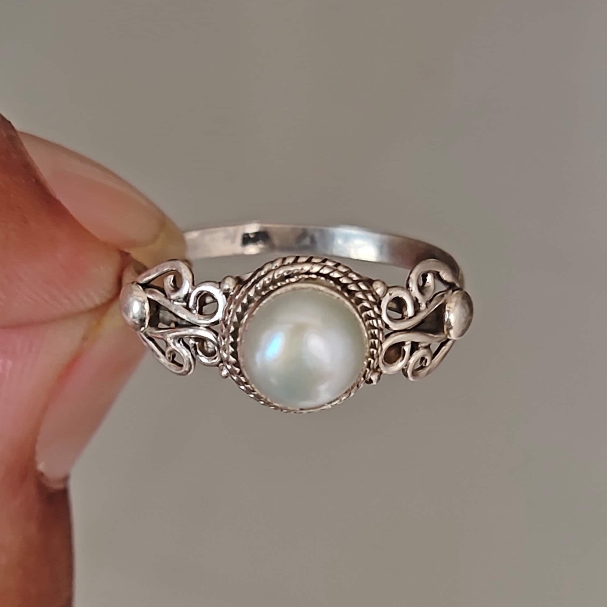 Pearl Moti 6.50ratti Stone Ring for Men's/Women's/Girl's/Boy's