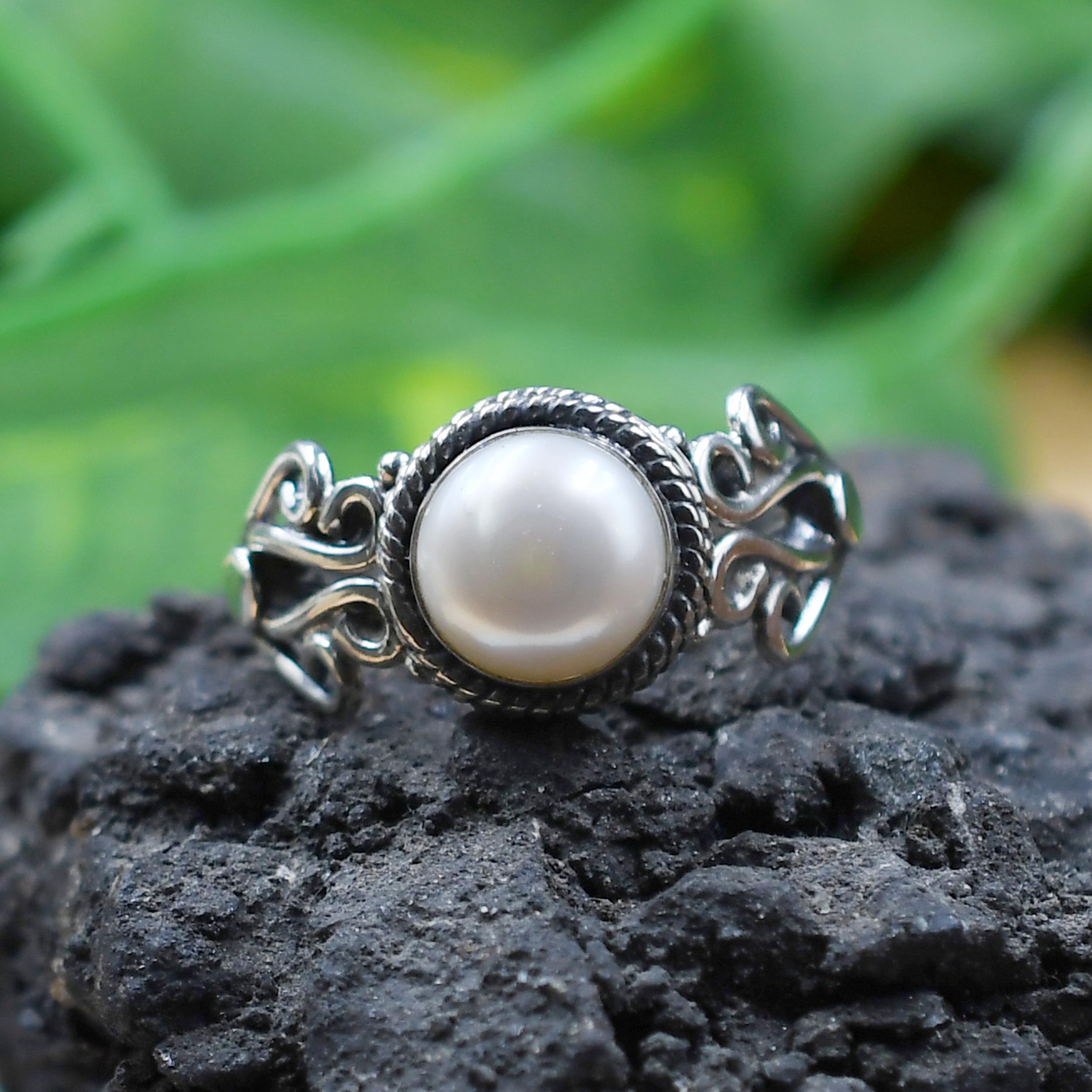 Freshwater Pearl Sterling Silver Ring: Artisan Boho Statement