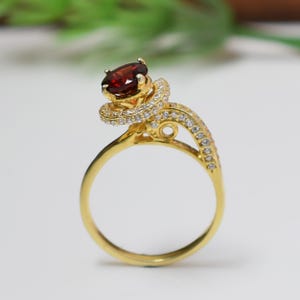 Red Garnet Sterling Silver Ring: Vintage Style Gemstone Statement