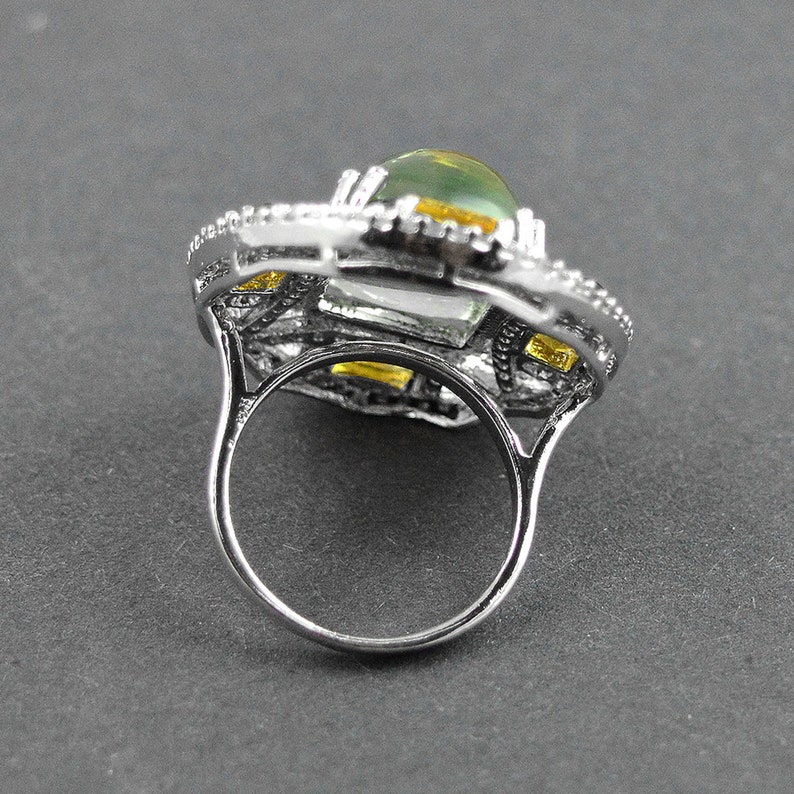 Tourmaline Handmade 925 Sterling Silver Ring Handmade Ring Boho Ring Natural Green Amethyst Citrine Gift for Her Silver Stamped Jewelry