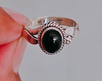 Natural Black Onyx Ring, Statement Ring, 925 Sterling Silver Ring, Onyx Ring, Everyday Ring, Handmade Jewelry, Black Stone Ring