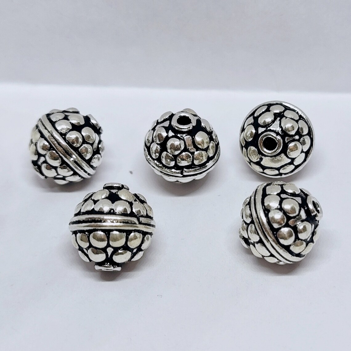 925 Sterling Silver Spacer Beads 12 mm Bicone Shape Big Hole Etsy