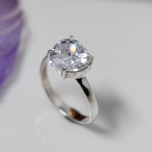 Heart CZ Sterling Silver Ring: Dainty Stacking Jewelry
