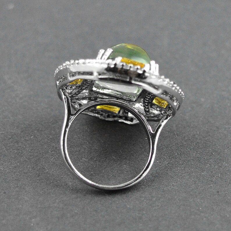 Tourmaline Handmade 925 Sterling Silver Ring Handmade Ring Boho Ring Natural Green Amethyst Citrine Gift for Her Silver Stamped Jewelry