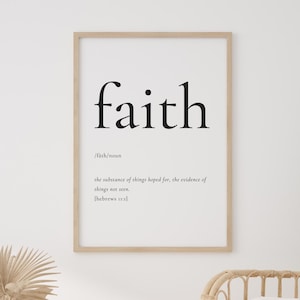 Faith Definition Wall Art Print, Hebrews 11:1 Minimal Christian Wall Art, Bible Verse Poster, Scripture Art Print for Christian Home