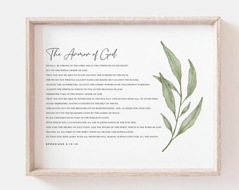 Armor Of God Bible Verse Print, Botanical Christian Wall Art (Digital Download)