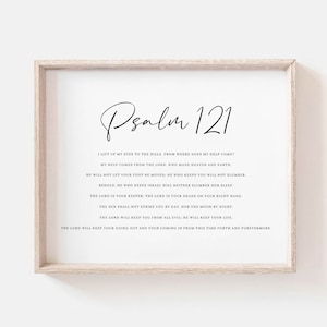 Psalm 121 Bible Verse Wall Art Print, Horizontal Scripture Print For Christian Wall Decor Baptism Gift Instant Digital Download
