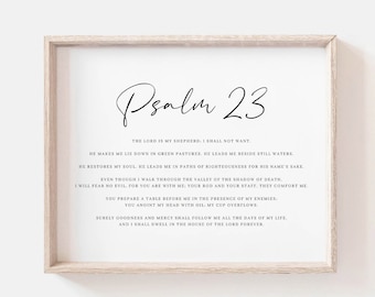 Psalm 23 Bible Verse Wall Art: Christian Scripture Print (Digital Download)
