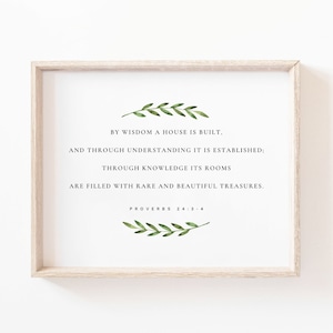 Proverbs 24:3-4 Botanical Bible Verse Wall Art (Digital Download)