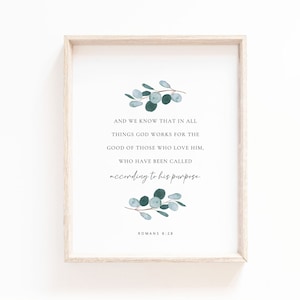 Romans 8:28 Botanical Scripture Wall Art (Digital Download)