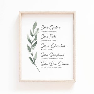 The Five Solas Printable: Botanical Christian Scripture Art (Digital Download)