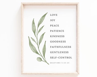Fruit of the Spirit Scripture Print: Botanical Christian Wall Art (Digital Download)