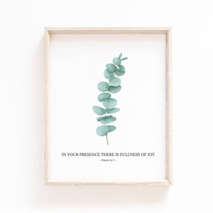 Psalm 16:11 Wall Art, In Your Presence There is Fullness of Joy, Bible Verse Poster, Botanical Scripture Print for Christian Home Decor