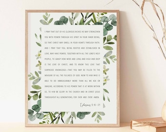 Ephesians 3:16-21 Botanical Wall Art Print (Digital Download)