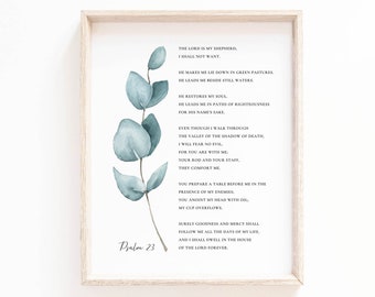 Psalm 23 Botanical Print: Christian Bible Verse Wall Art (Digital Download)