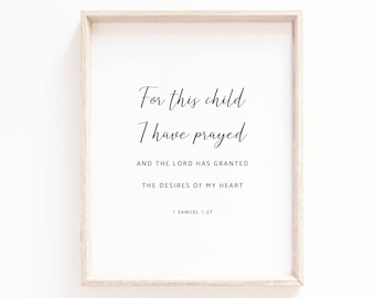 1 Samuel 1:27 Scripture Print, Christian Nursery Decor (Digital Download)