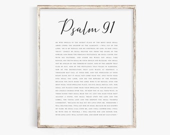 Impresión del versículo bíblico del Salmo 91: Decoración cristiana para el hogar (descarga digital)