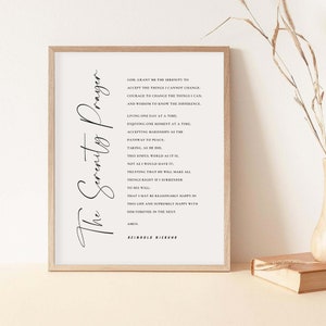 The Serenity Prayer Sign, Christian Quote Wall Art, Printable Scripture Art, AA Gift for Recovery, Digital Download