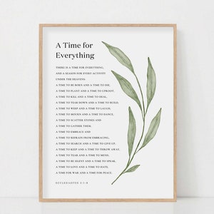 Prediker 3:1-8 Er is een tijd voor alles Bijbelvers Schrift Teken Wall Art Print voor Christian Home Decor, Digitale Download