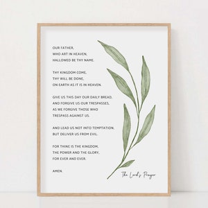 The Lords Prayer Wall Art Our Father Prayer Print Botanical Bible Verse Scripture Sign Wall Art Print For Christian Home Digital Download