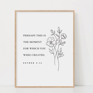 Esther 4:14 Bibbia Versetto Stampa Botanical Scripture Wall Art Stampabile Christian Nursery Wall Decor Stampa digitale