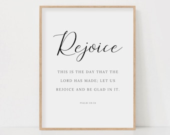Psalm 118:24 This is the day that the Lord has made Bible Verse Wall Art Print Scripture Sign Baptism Gift Christian Decor Digital Download
