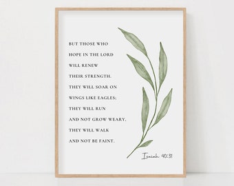 Isaiah 40:31 Botanical Watercolor Art Print (Digital Download)