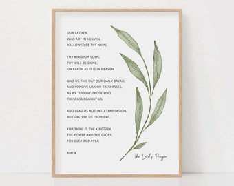 The Lords Prayer Wall Art Our Father Prayer Print Botanical Bible Verse Scripture Sign Wall Art Print For Christian Home Digital Download