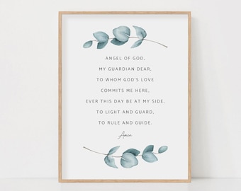 Guardian Angel of God Printable Prayer Poster Wall Art | Instant ...