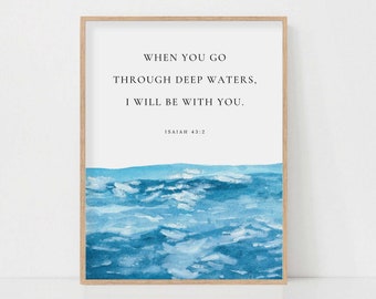 Isaiah 43:2 Watercolor Bible Verse Art Print (Digital Download)