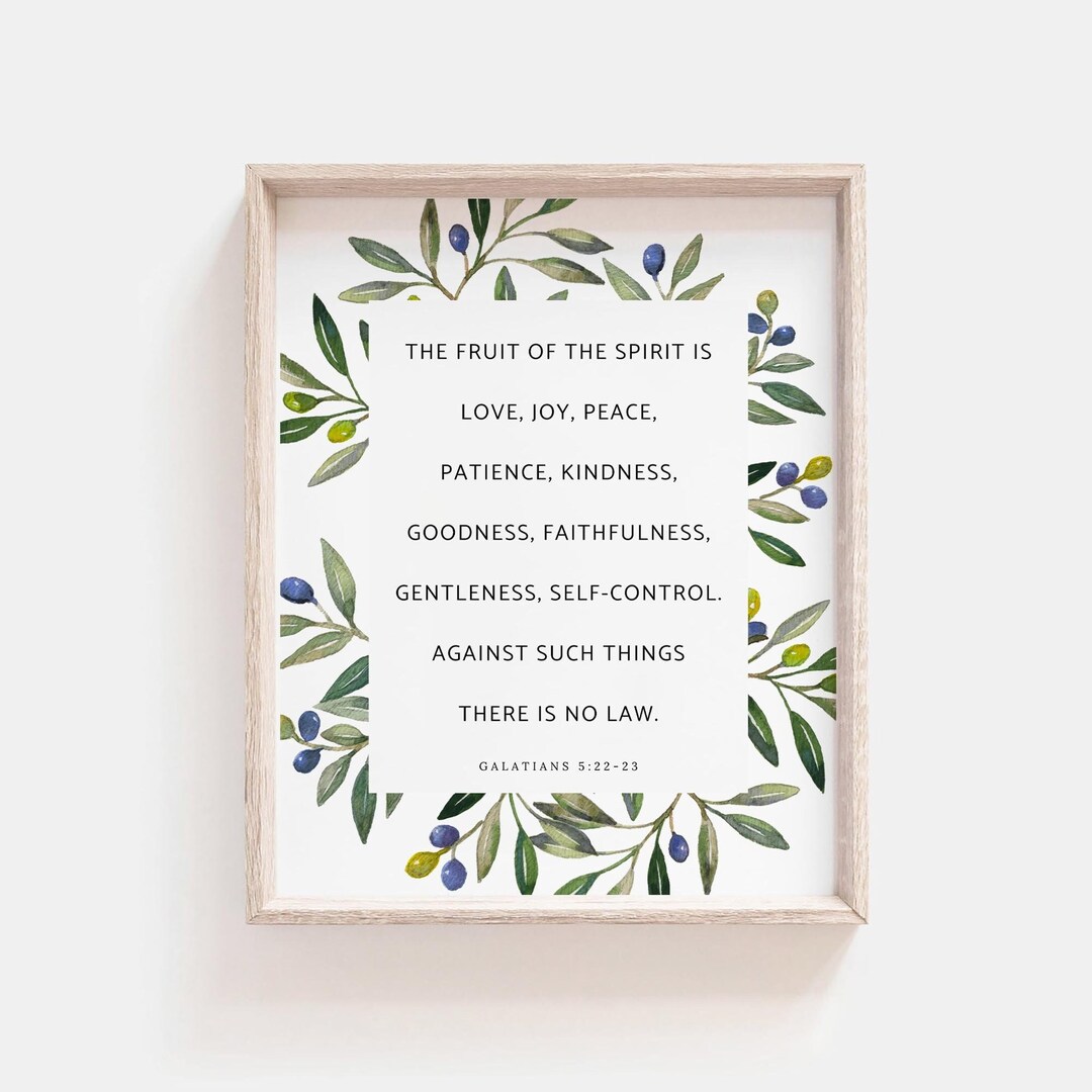 Fruit of the Spirit Galatians 5 22 Scripture Wall Art Print, Botanical ...