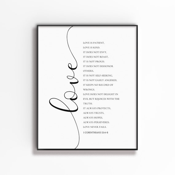 1 Corinthians 13:4-8 Love is Patient Love is Kind Love | Etsy