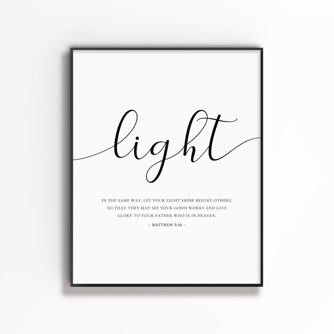 Matthew 5:16 Let Your Light Shine Minimal Bible Verse Poster, Modern ...