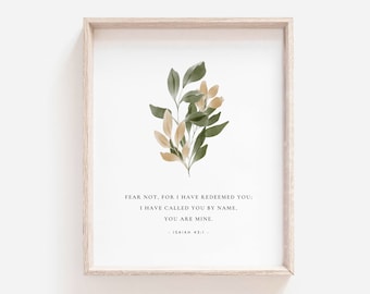 Isaiah 43:1 Scripture Art Print, Bible Verse, Christian Wall Decor (Digital Download)