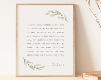 Lienzo decorativo con versículo de la Biblia Fear Not for I Have Isaiah 43