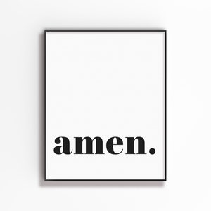 Amen Minimal Print, Modern Christian Wall Art, Typography Bible Verse Poster, Scripture Art Printable For Christian Home