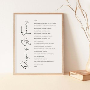 Prayer of St Francis Print, Prayer Wall Art, Scripture Print for ...