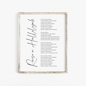 Raise a Hallelujah Worship Lyrics Wall Art Print, Bethel Music Lyrics Art, Bible Verse Wall Art, Digital Print for Christian Home Decor