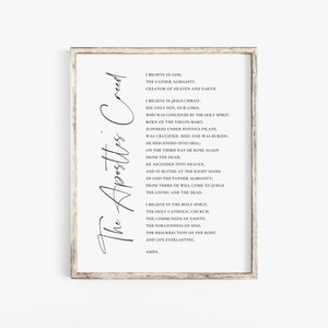 The Apostles Creed Print, Bible Verse Wall Art, Scripture Sign, Bible Quotes, Baptism Gift, Prayer Wall Art Digital Download